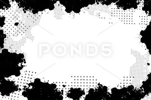Black grunge border frame on white background Stock Illustration