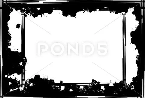 Black grunge border frame on white background Stock Illustration