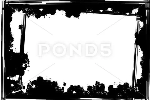 Black grunge border frame on white background Stock Illustration