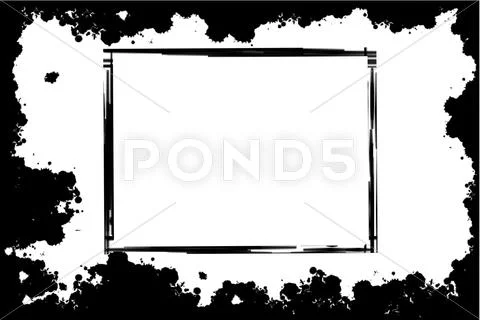 Black grunge border frame on white background Stock Illustration