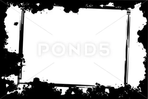Black grunge border frame on white background Stock Illustration