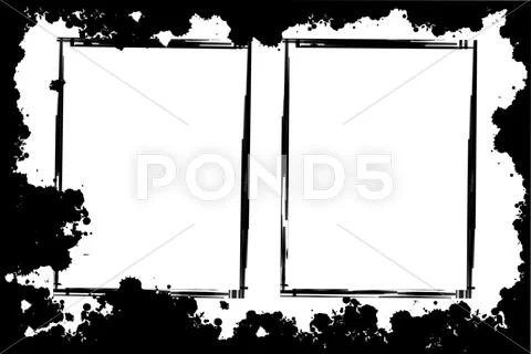 Black grunge border frame on white background Stock Illustration