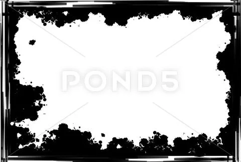 Black grunge border frame on white background Stock Illustration