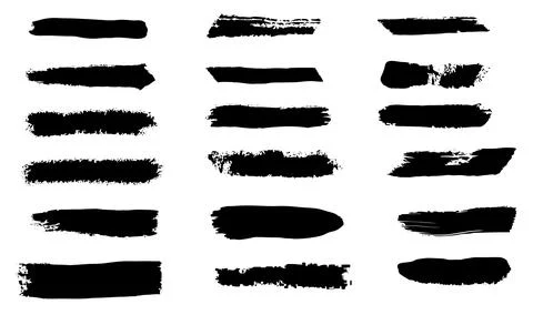 Black Grunge Brush Stroke Set Vector Stock Illustration
