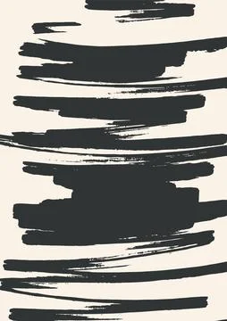 Black Grunge Brush Strokes Abstract Vector Background Stock Illustration