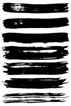 Black Grunge Brush Strokes Vector Set Stock Illustration