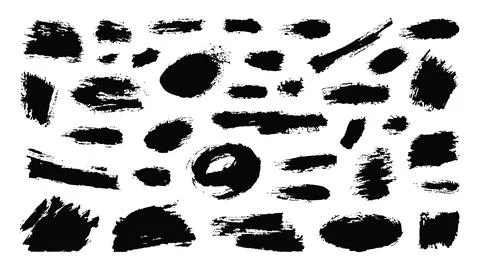 Black Grunge brushstroke textures. Different bold shapes and frames. ink pain 스톡 일러스트