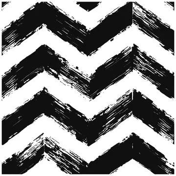 Black Grunge Chevron Pattern with Textured Brush Strokes abstract background Stock Illustration