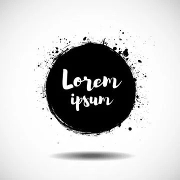 Black grunge circle with splashes. Illustrazione stock