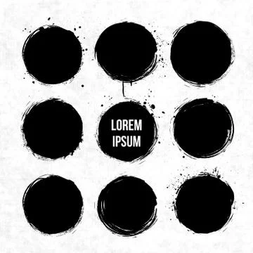 Black grunge circles with splashes Illustrazione stock
