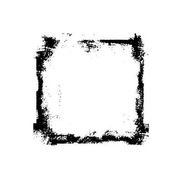 Black grunge frame with scratched rough edges, vector messy paintbrush strokes Stock Illustration