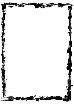 Black grunge rectangular frame on white background Stock Photos