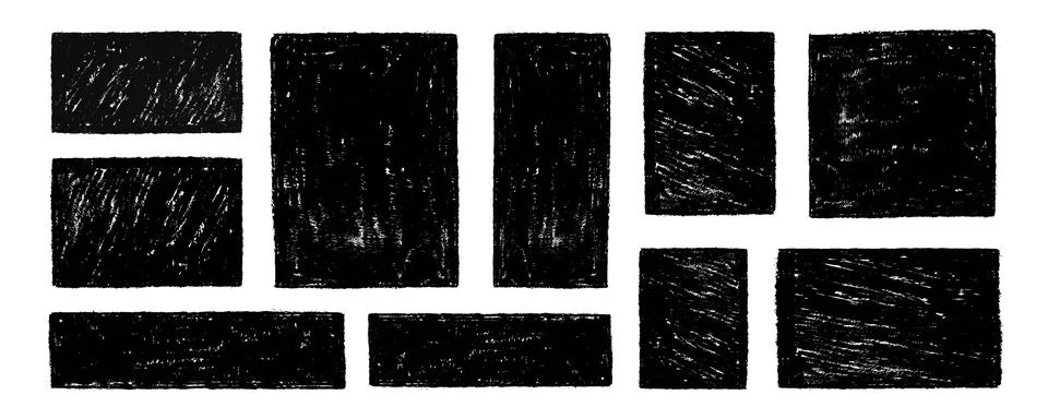 Black grunge rectangular frames set. Textured hand drawn ink brush stroke b.. Stock Illustration