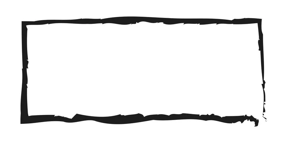 Black grunge rectangular shape. Brush strokes frame element, frame for design. Stock Illustration