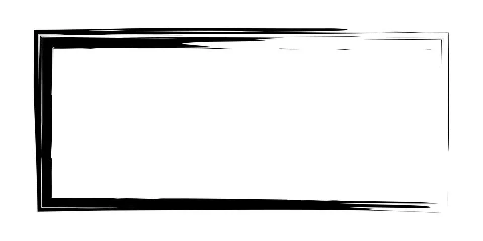 Black grunge rectangular shape. Brush strokes frame element, frame for design. Stockillustratie