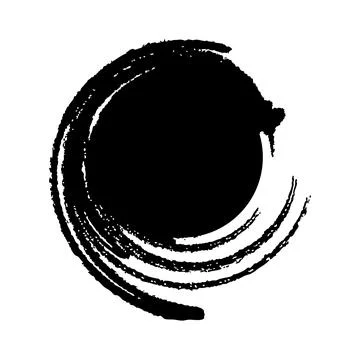 Black grunge round shape. Brush stroke frame element, frames for design. Vector  Stock Illustration