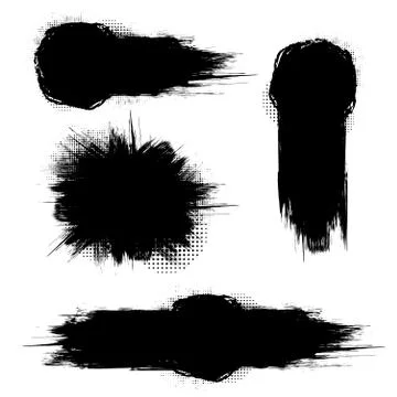 Black grunge splash set background Stock Illustration