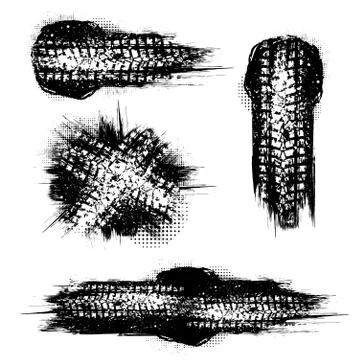 Black grunge splash tires set Stock Illustration