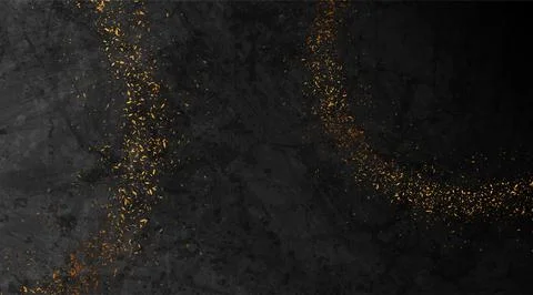 Black grunge texture background with shiny golden particles Ilustración de archivo
