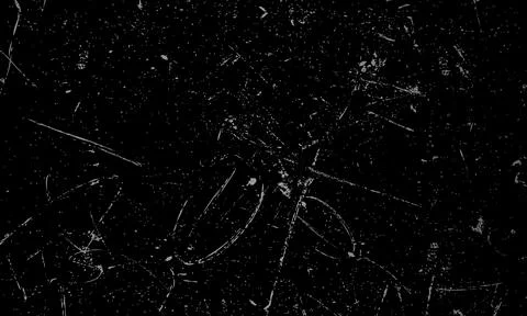 Black grunge texture background with white scratches and dust overlay effect.  Stock Illustration