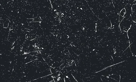 Black grunge texture background with white scratches and dust overlay Stock-Illustration