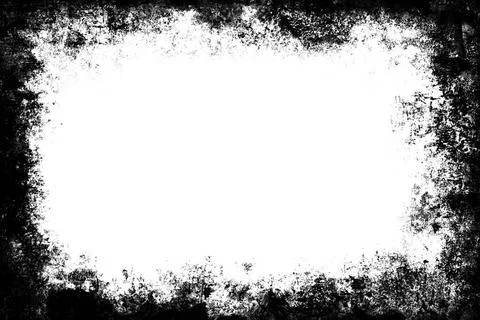 Black grunge texture border frame over white Black grunge texture distress... Stock Photos