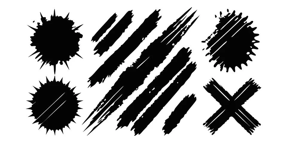 Black grunge texture . Scratch marks. Ripped paper. Grunge frame collection for Stock Illustration