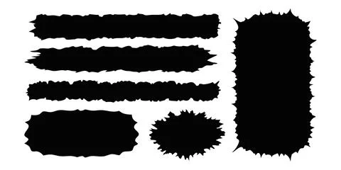 Black grunge texture.  Torn paper isolated. Vector set Stock Illustration