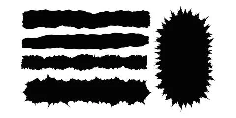 Black grunge texture.  Torn paper isolated. Vector set Stock Illustration