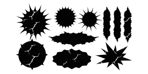 Black grunge texture.  Torn paper isolated. Vector set Stock Illustration