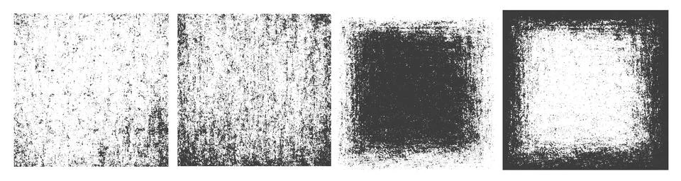 Black grunge texture vector set. Isolated on white background. Stock Illustration