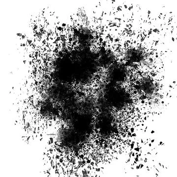 Black grunge vector explosion isolated on white background. Dust overlay. D.. Stock Illustration
