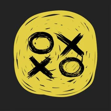 Black grungy vector abstract X O elements circle on dark background Stock Illustration