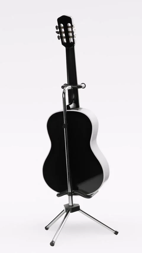 Black guitar, isolated in white background. Vertical Stock Footage 252934735