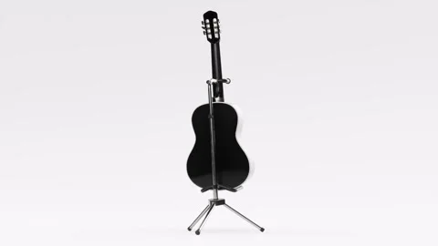Black guitar, isolated in white background. (loop 360) Stock Footage 252934736