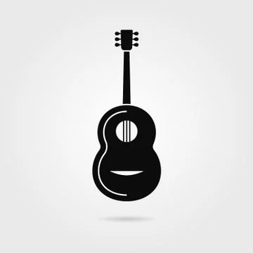 Black guitar with shadow Stock Illustration