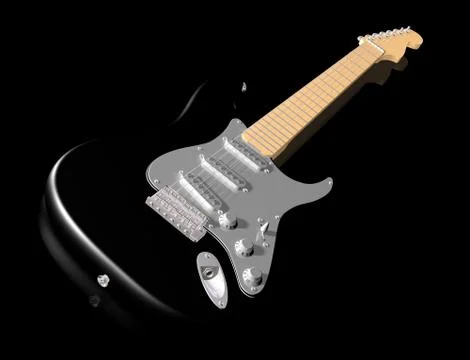 Black guitar on shiny surface Stock Illustration