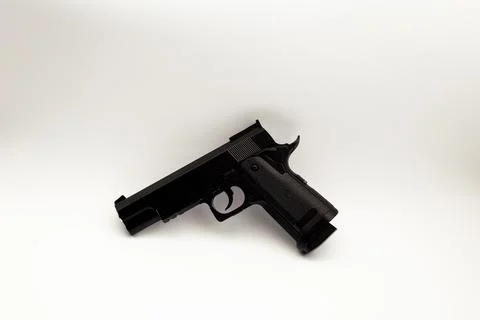 Black gun on white background Stock Photos