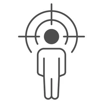 Black at gunpoint thin line icon, Black lives matter concept, BLM sign on white Stock Illustration