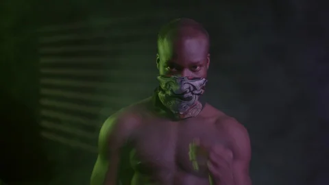 Black Guy In Dark Room With Cue In His Hands. Stock Footage 125269022