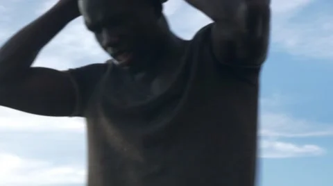 Black guy frustrated and shouting Video stock 67556442