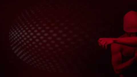 Black Guy In Room With Red Lighting. On His Head Cap That Closes His Eyes. 스톡 동영상 125215698