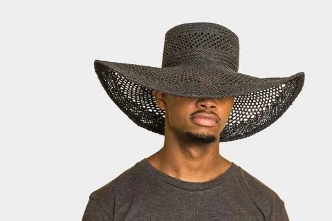 Black guy in summer hat Stock Photos