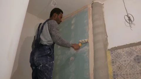 Black guy for work at a construction Stock Footage 104313043