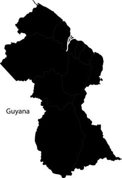 Black guyana map Stock Illustration