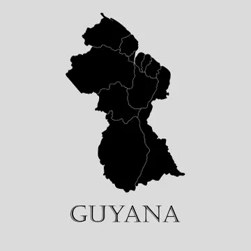 Black Guyana map - vector illustration Stock Illustration