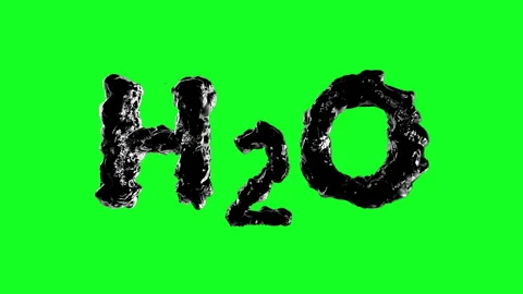 Black H20 text made from liquid water twirling, Green Screen Chromakey Stock Footage 341743452