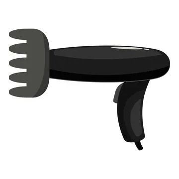 Black hair dryer with diffuser blowing hot air for styling Illustration