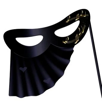 Black half mask and notes Stock Illustration