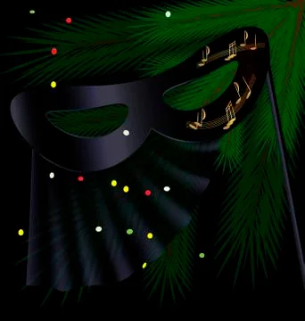 Black half mask and tree Stock Illustration